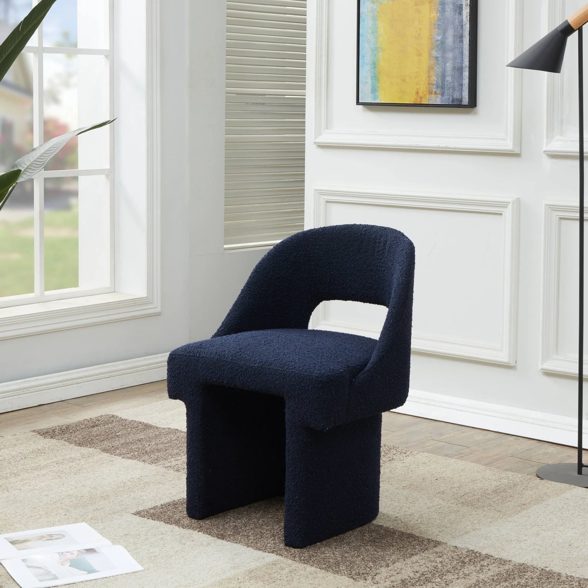 Quell Boucle Accent Chair Curved Open Back Design and Manufactured Wood Frame - Elax Furniture