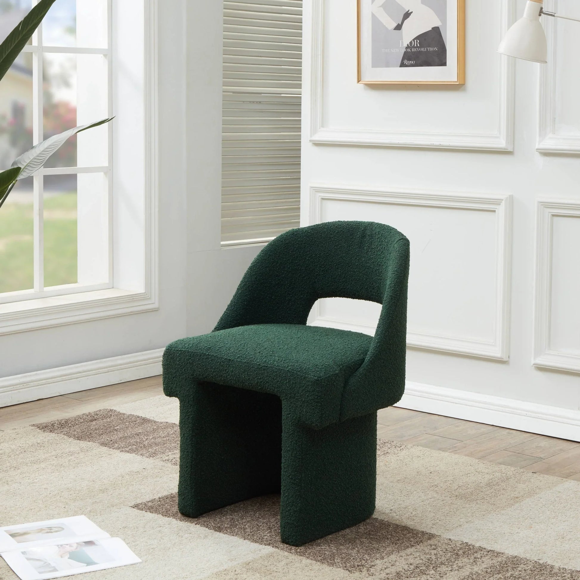 Quell Boucle Accent Chair Curved Open Back Design and Manufactured Wood Frame - Elax Furniture
