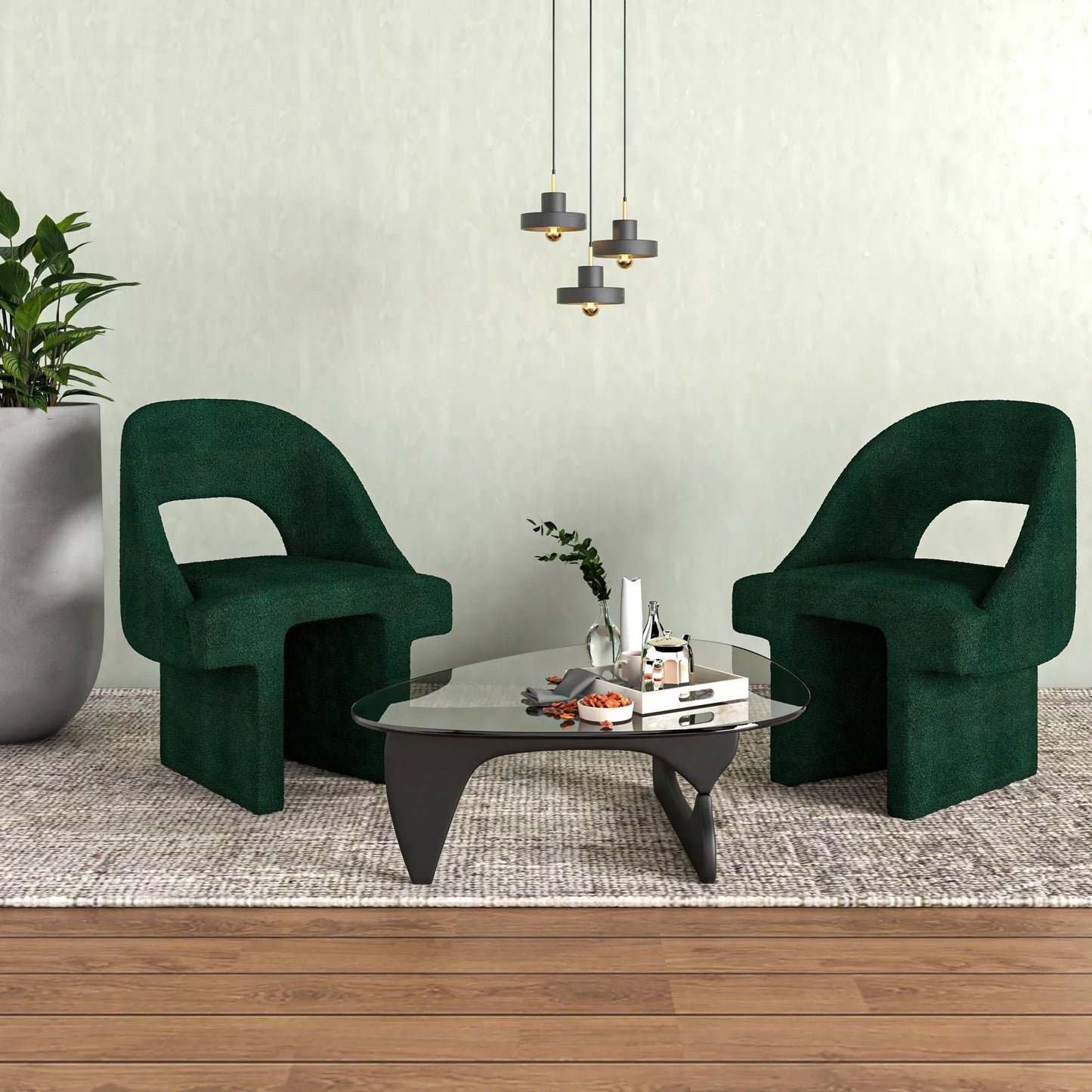 Quell Boucle Accent Chair Curved Open Back Design and Manufactured Wood Frame - Elax Furniture