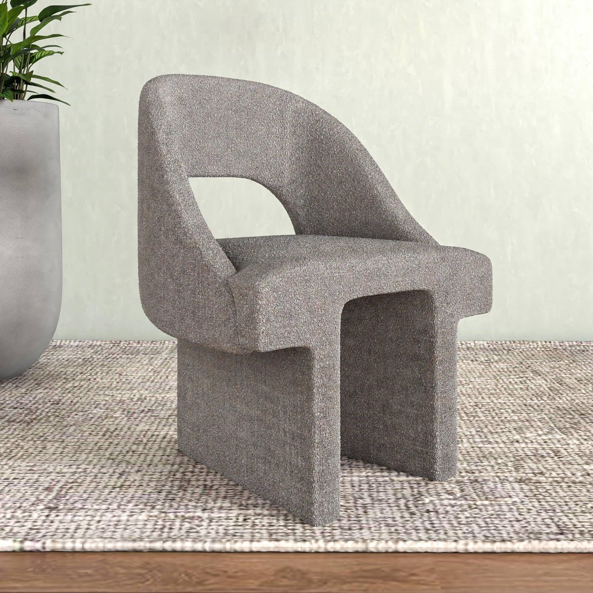 Quell Boucle Accent Chair Curved Open Back Design and Manufactured Wood Frame - Elax Furniture