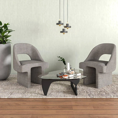 Quell Boucle Accent Chair Curved Open Back Design and Manufactured Wood Frame - Elax Furniture