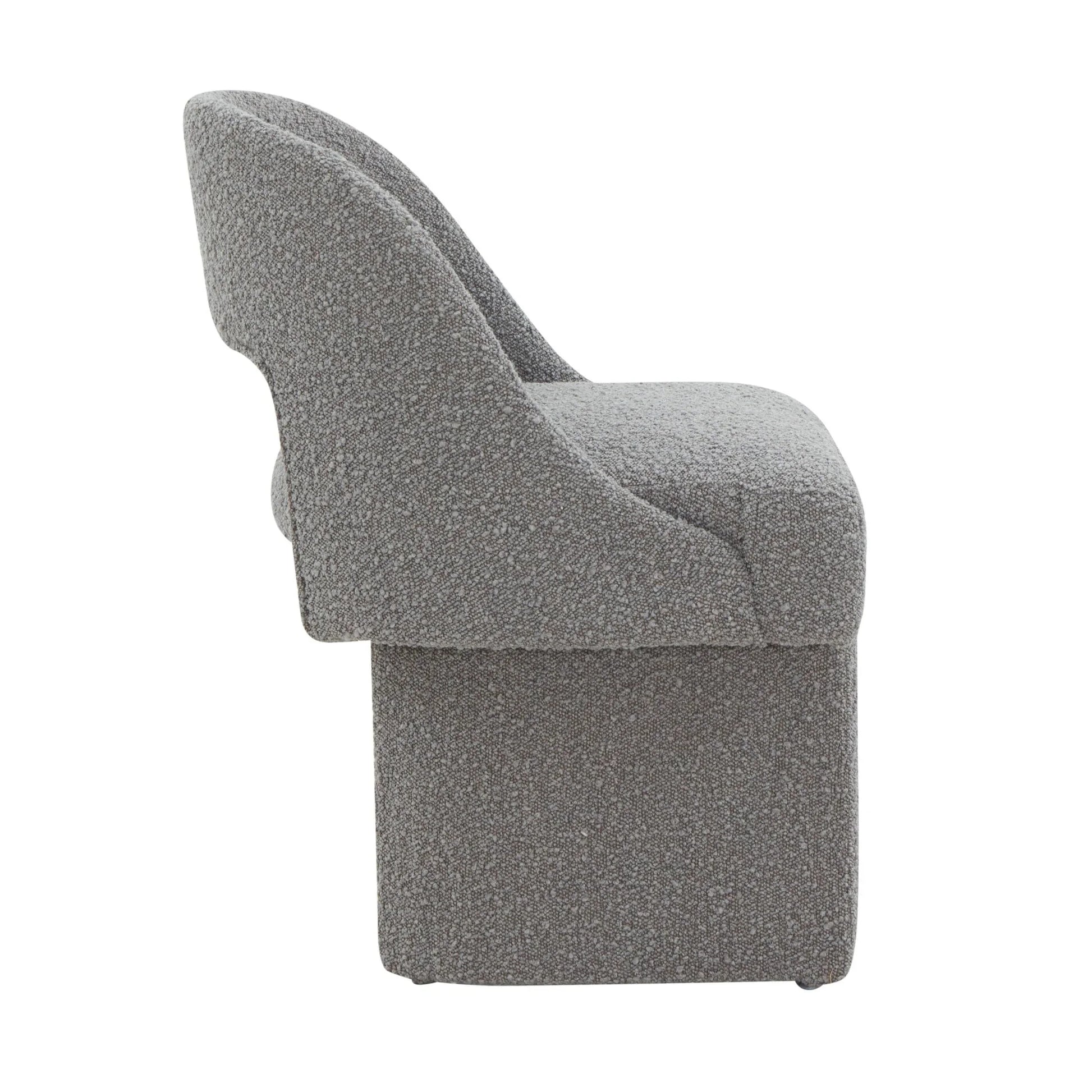 Quell Boucle Accent Chair Curved Open Back Design and Manufactured Wood Frame - Elax Furniture