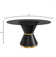 Modern Round Dining Table with a Glass/Stone Tabletop in Stainless Steel Seats 6-10 Qorvus Collection - Elax Furniture