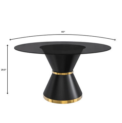 Modern Round Dining Table with a Glass/Stone Tabletop in Stainless Steel Seats 6-10 Qorvus Collection - Elax Furniture