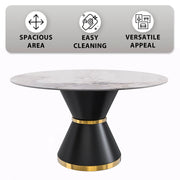 Modern Round Dining Table with a Glass/Stone Tabletop in Stainless Steel Seats 6-10 Qorvus Collection - Elax Furniture