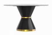 Modern Round Dining Table with a Glass/Stone Tabletop in Stainless Steel Seats 6-10 Qorvus Collection - Elax Furniture