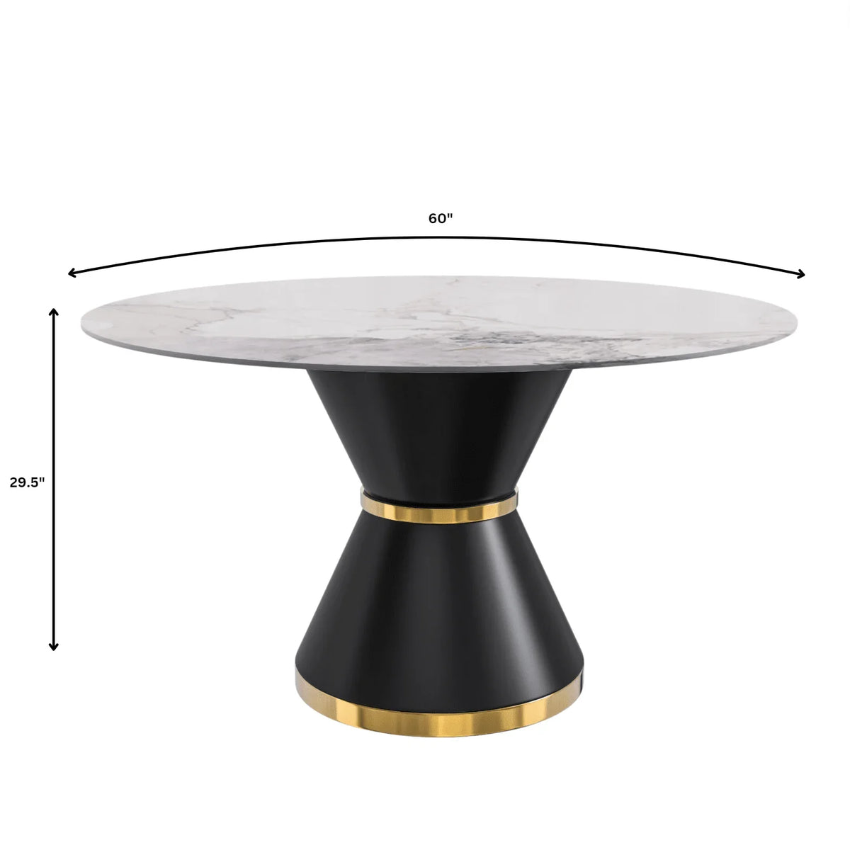 Modern Round Dining Table with a Glass/Stone Tabletop in Stainless Steel Seats 6-10 Qorvus Collection - Elax Furniture