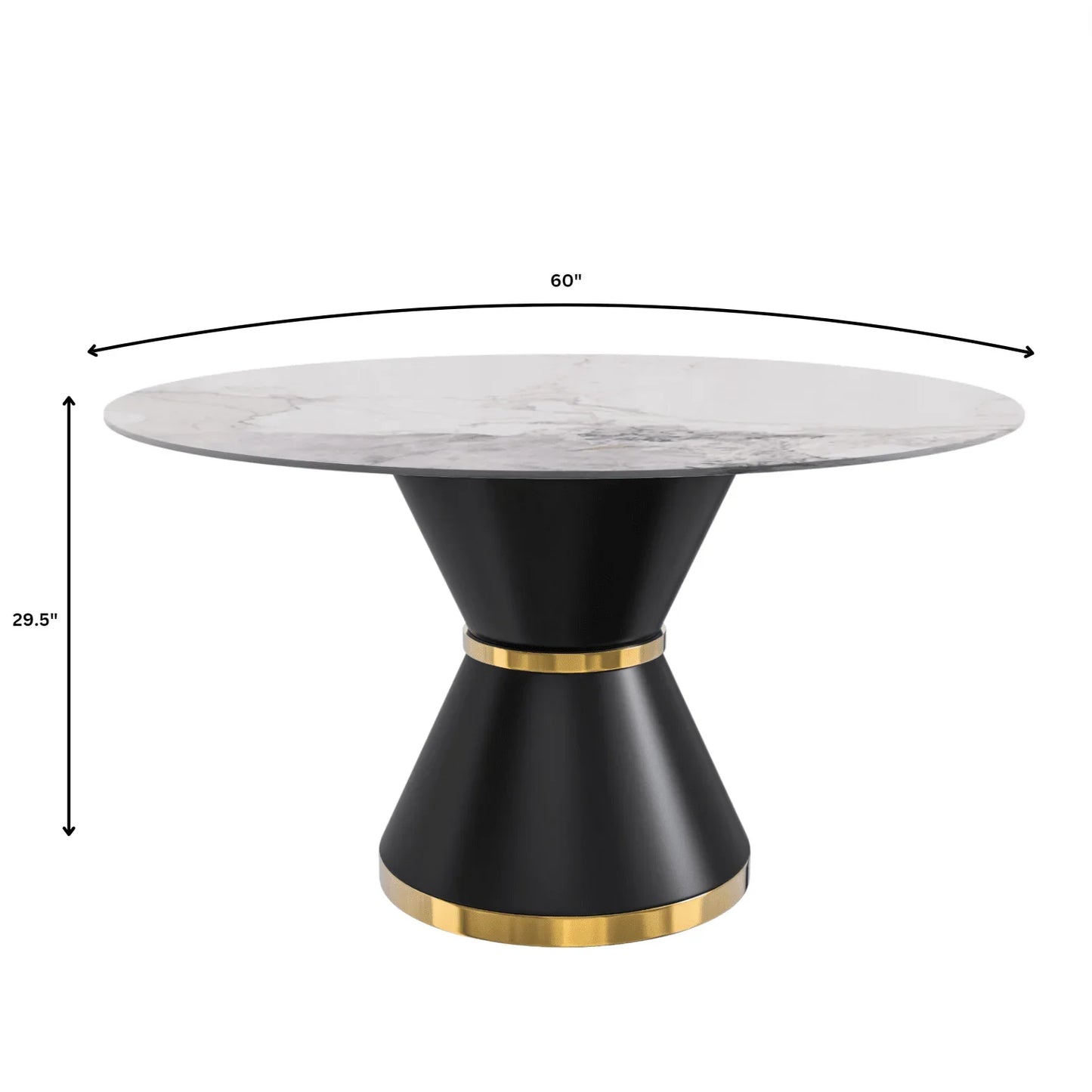 Modern Round Dining Table with a Glass/Stone Tabletop in Stainless Steel Seats 6-10 Qorvus Collection - Elax Furniture