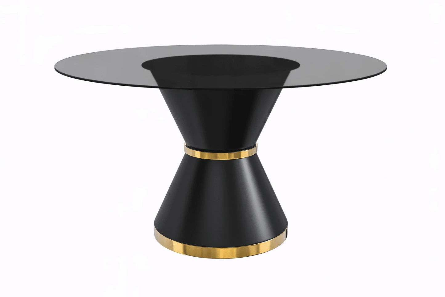 Modern Round Dining Table with a Glass/Stone Tabletop in Stainless Steel Seats 6-10 Qorvus Collection - Elax Furniture