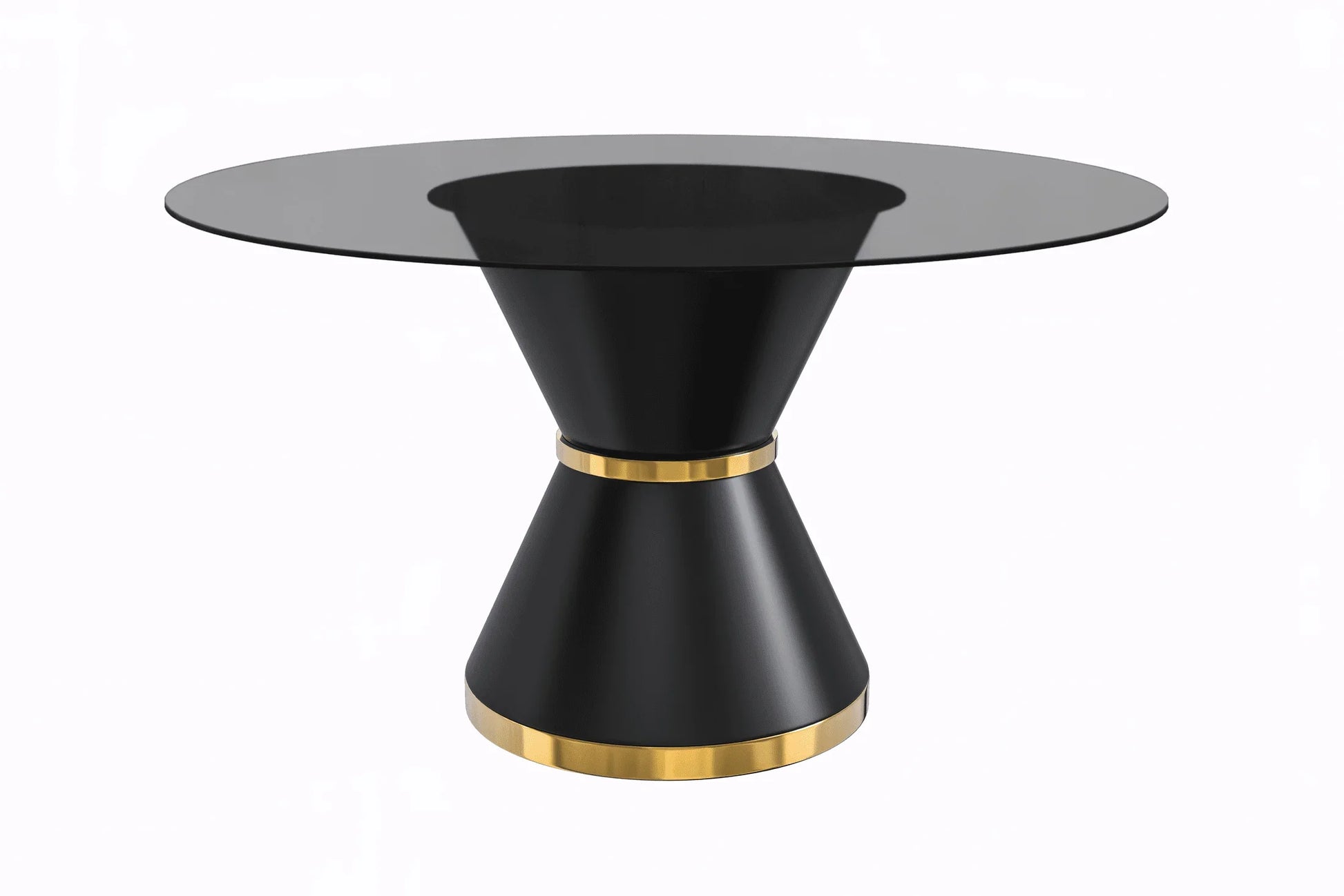 Modern Round Dining Table with a Glass/Stone Tabletop in Stainless Steel Seats 6-10 Qorvus Collection - Elax Furniture