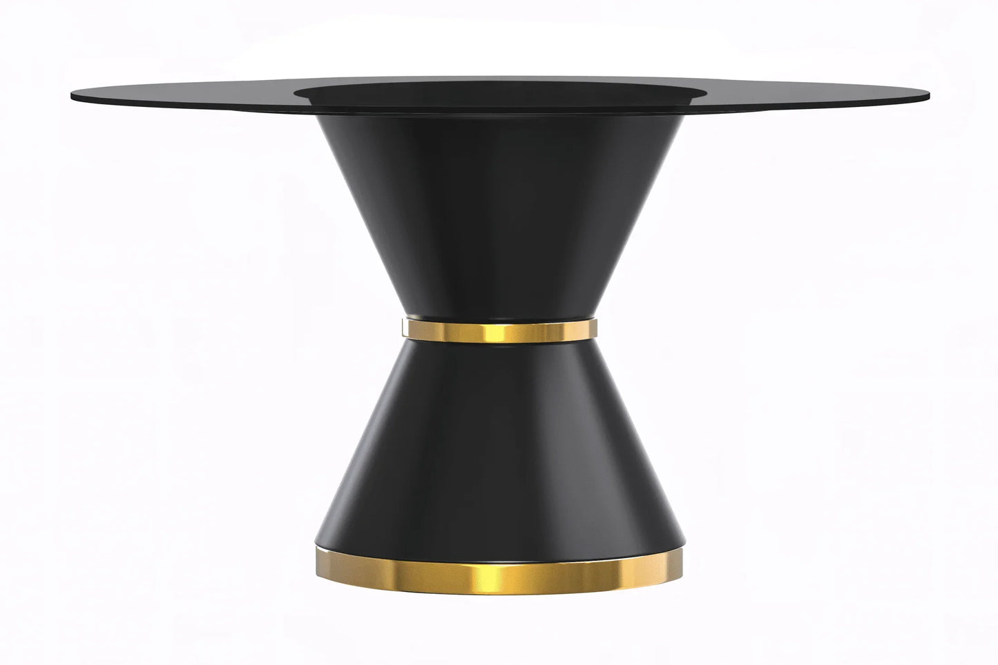 Modern Round Dining Table with a Glass/Stone Tabletop in Stainless Steel Seats 6-10 Qorvus Collection - Elax Furniture