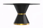 Modern Round Dining Table with a Glass/Stone Tabletop in Stainless Steel Seats 6-10 Qorvus Collection - Elax Furniture