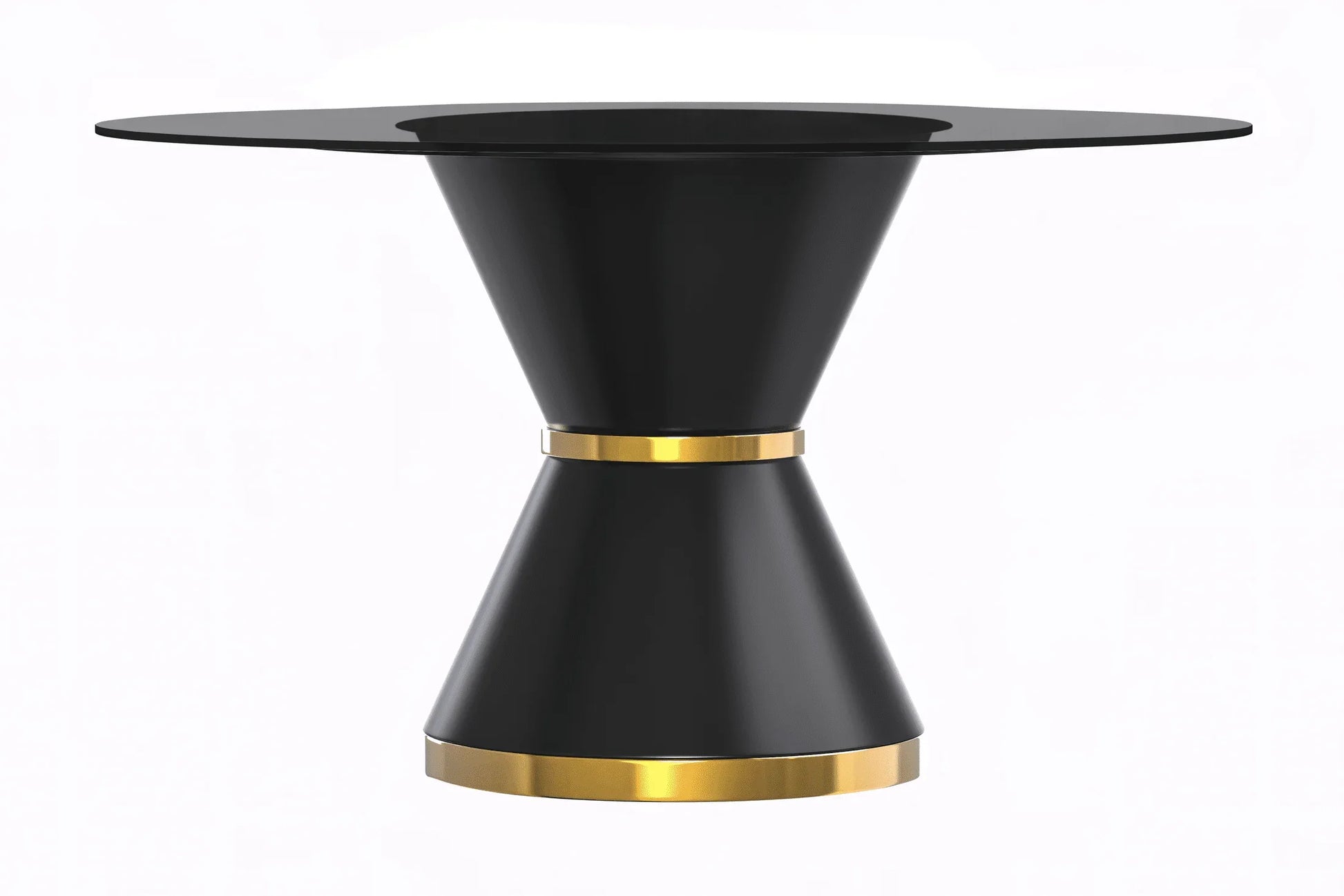 Modern Round Dining Table with a Glass/Stone Tabletop in Stainless Steel Seats 6-10 Qorvus Collection - Elax Furniture