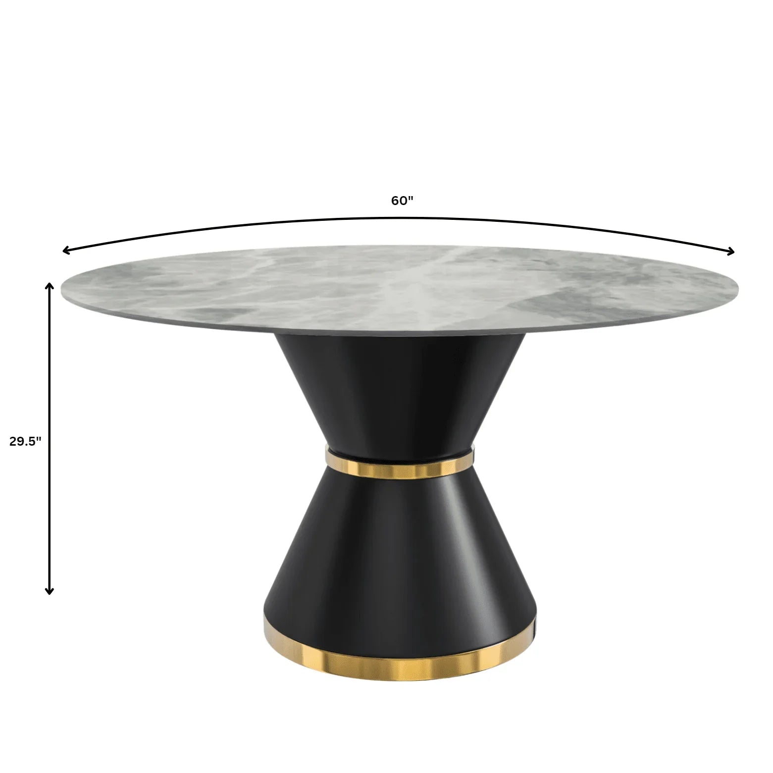 Modern Round Dining Table with a Glass/Stone Tabletop in Stainless Steel Seats 6-10 Qorvus Collection - Elax Furniture