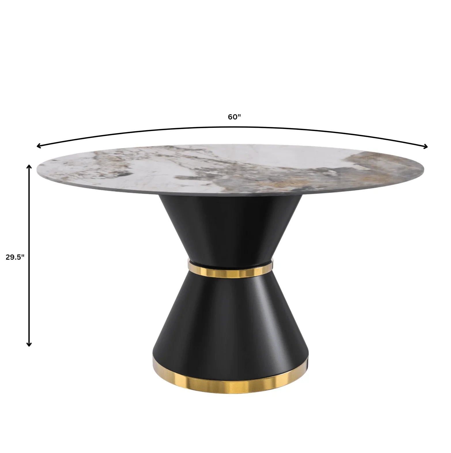 Modern Round Dining Table with a Glass/Stone Tabletop in Stainless Steel Seats 6-10 Qorvus Collection - Elax Furniture