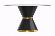 Modern Round Dining Table with a Glass/Stone Tabletop in Stainless Steel Seats 6-10 Qorvus Collection - Elax Furniture