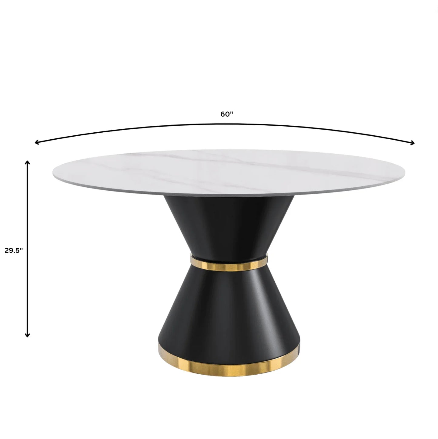 Modern Round Dining Table with a Glass/Stone Tabletop in Stainless Steel Seats 6-10 Qorvus Collection - Elax Furniture