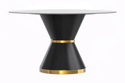Modern Round Dining Table with a Glass/Stone Tabletop in Stainless Steel Seats 6-10 Qorvus Collection - Elax Furniture