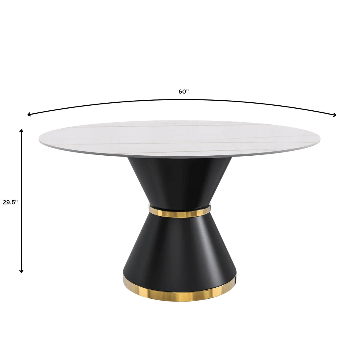 Modern Round Dining Table with a Glass/Stone Tabletop in Stainless Steel Seats 6-10 Qorvus Collection - Elax Furniture