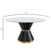 Modern Round Dining Table with a Glass/Stone Tabletop in Stainless Steel Seats 6-10 Qorvus Collection - Elax Furniture