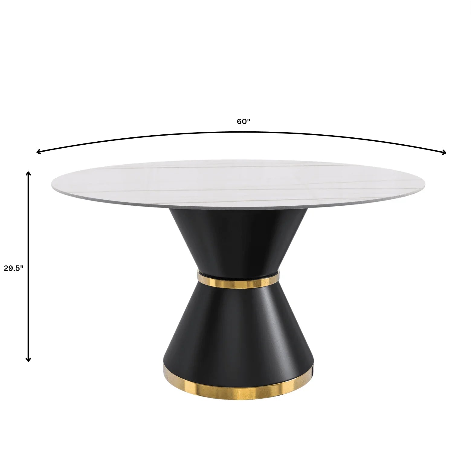 Modern Round Dining Table with a Glass/Stone Tabletop in Stainless Steel Seats 6-10 Qorvus Collection - Elax Furniture