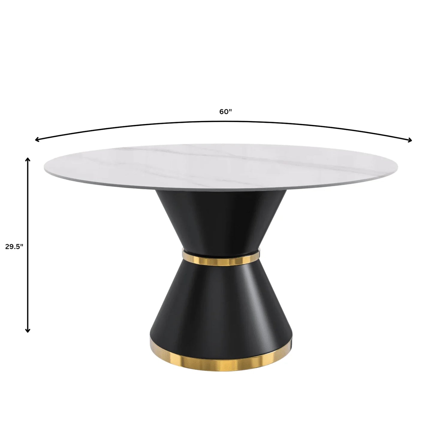Modern Round Dining Table with a Glass/Stone Tabletop in Stainless Steel Seats 6-10 Qorvus Collection - Elax Furniture