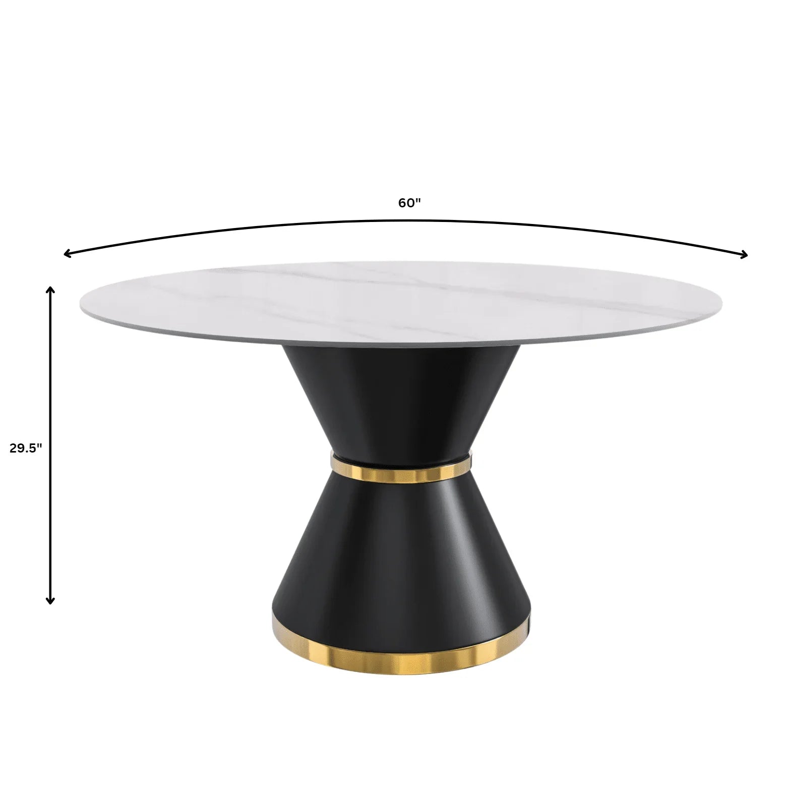 Modern Round Dining Table with a Glass/Stone Tabletop in Stainless Steel Seats 6-10 Qorvus Collection - Elax Furniture
