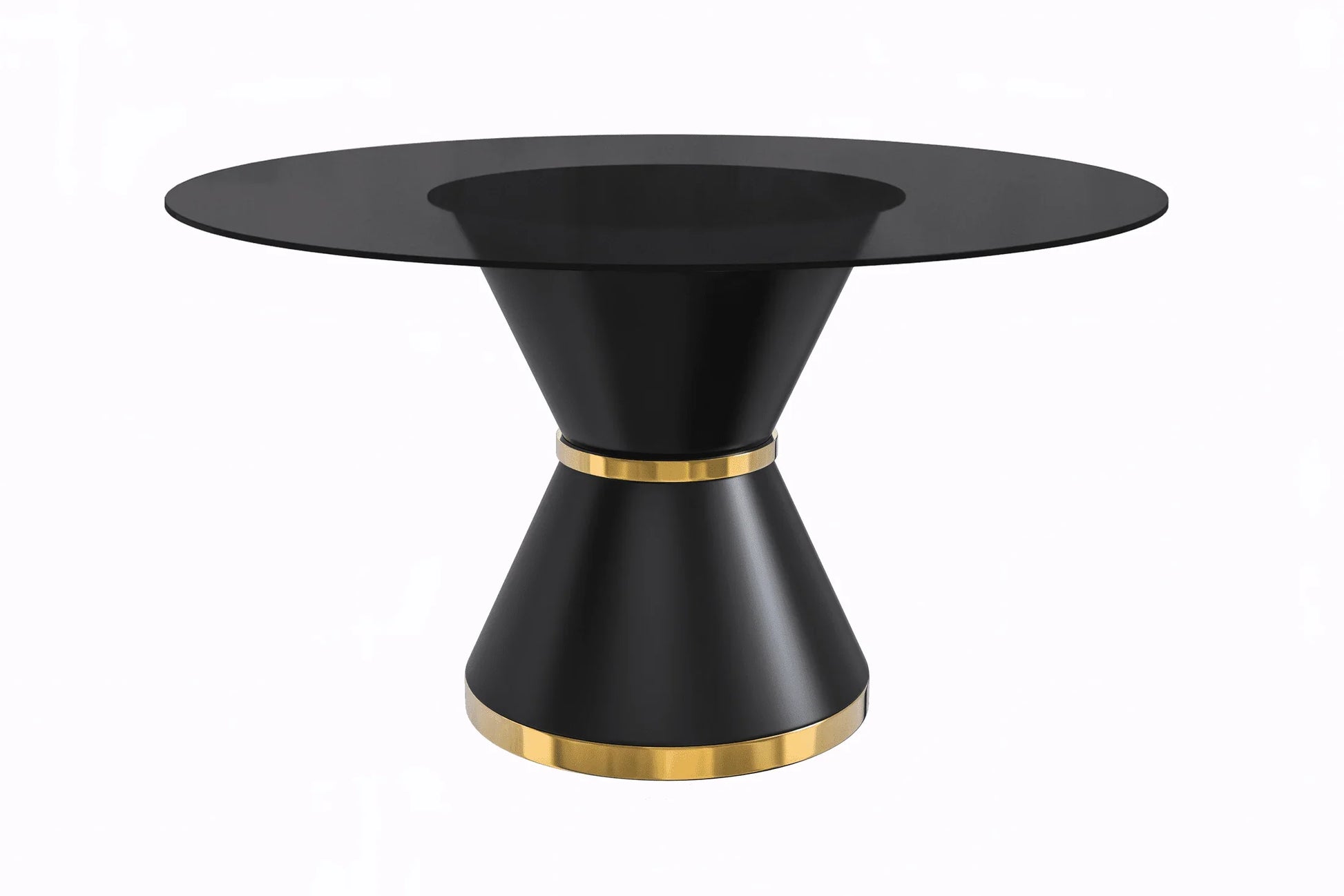 Modern Round Dining Table with a Glass/Stone Tabletop in Stainless Steel Seats 6-10 Qorvus Collection - Elax Furniture