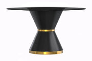 Modern Round Dining Table with a Glass/Stone Tabletop in Stainless Steel Seats 6-10 Qorvus Collection - Elax Furniture