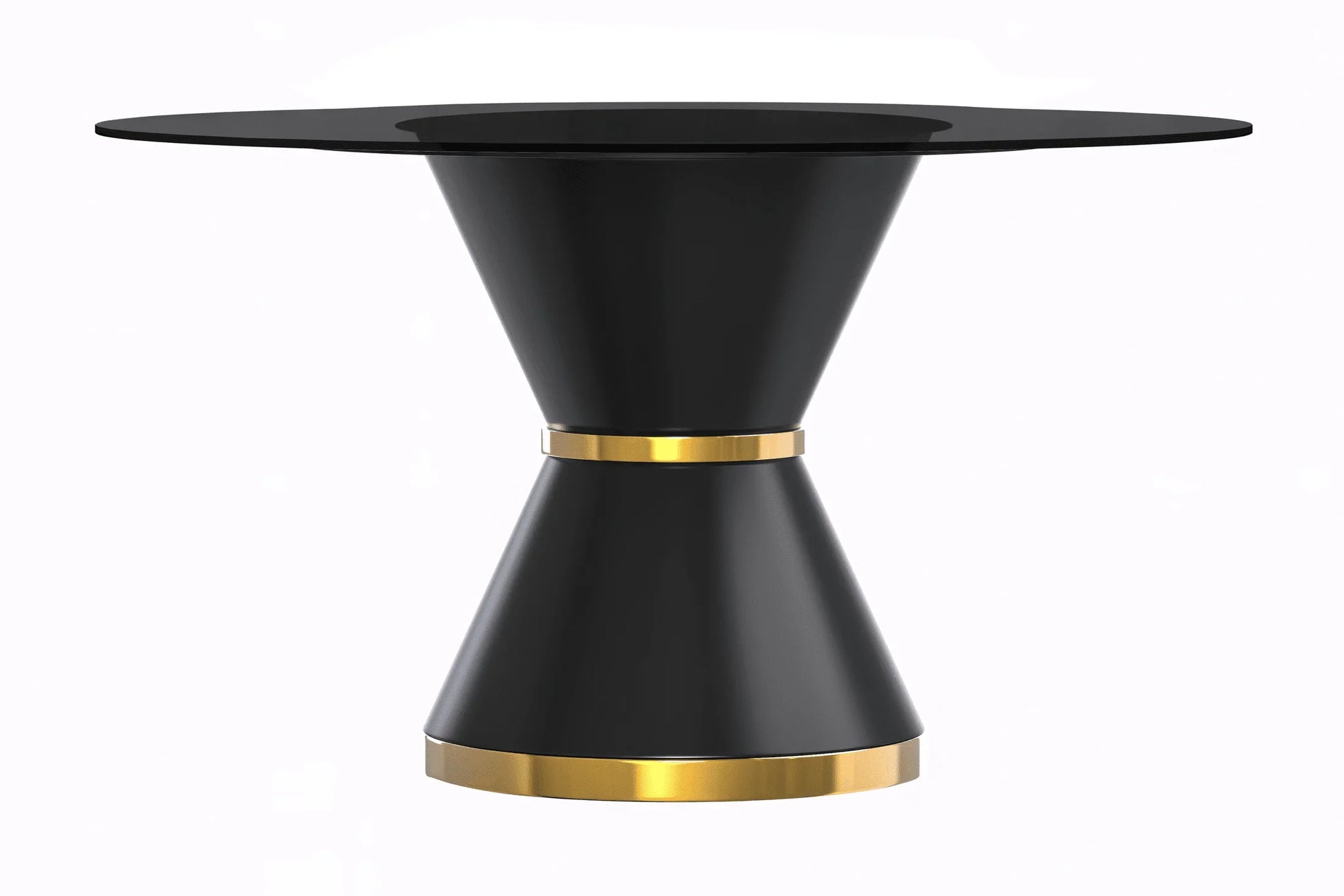 Modern Round Dining Table with a Glass/Stone Tabletop in Stainless Steel Seats 6-10 Qorvus Collection - Elax Furniture