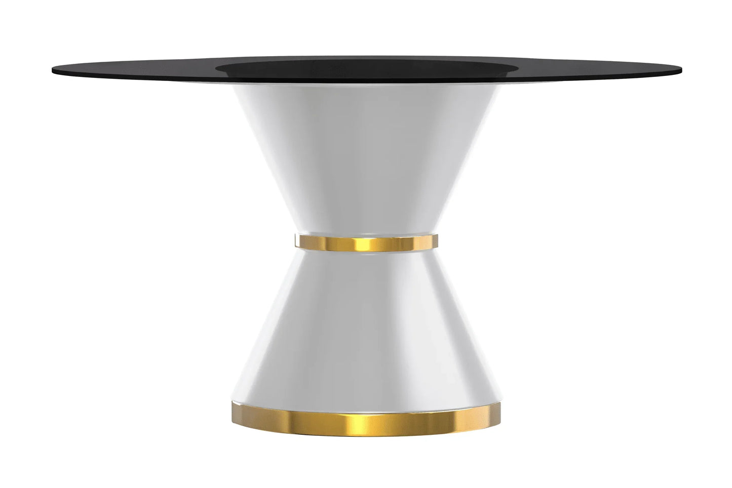 Modern Round Dining Table with a Glass/Stone Tabletop in Stainless Steel Seats 6-10 Qorvus Collection - Elax Furniture