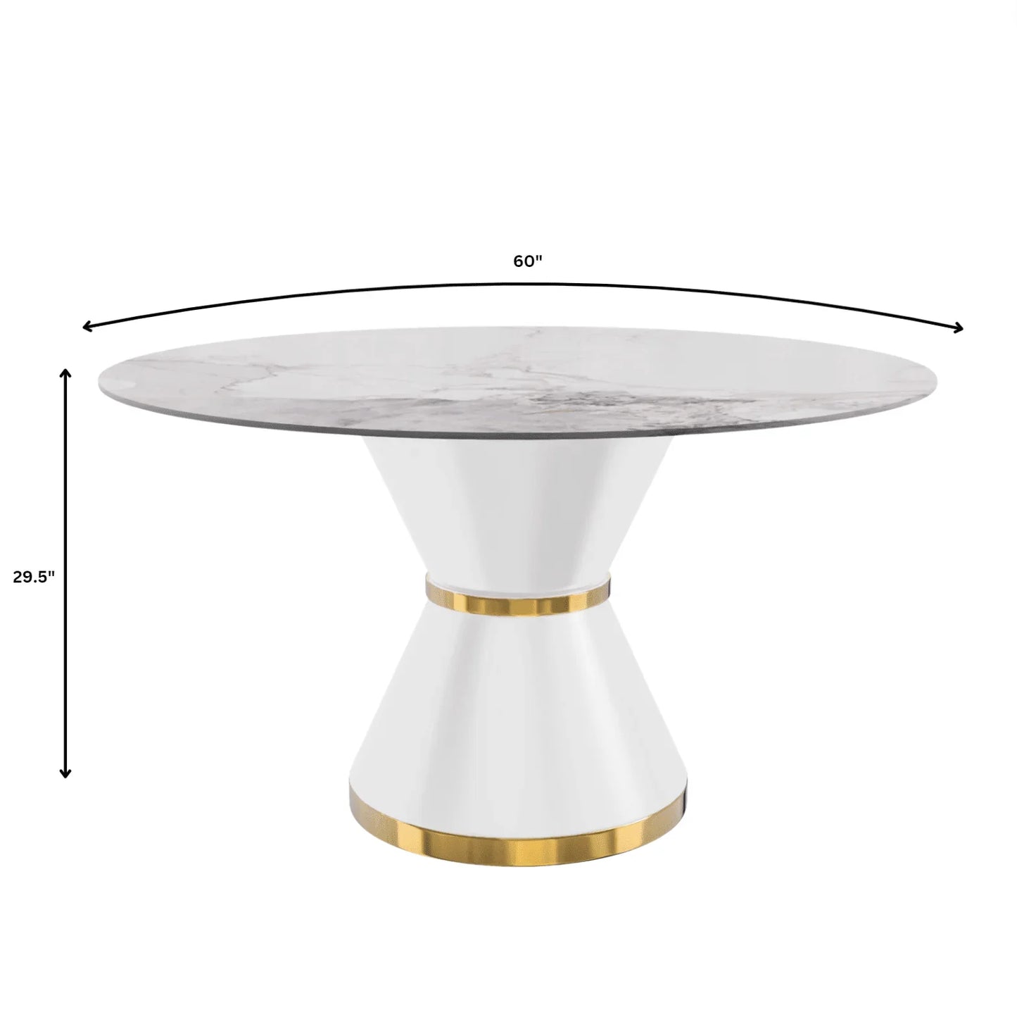 Modern Round Dining Table with a Glass/Stone Tabletop in Stainless Steel Seats 6-10 Qorvus Collection - Elax Furniture
