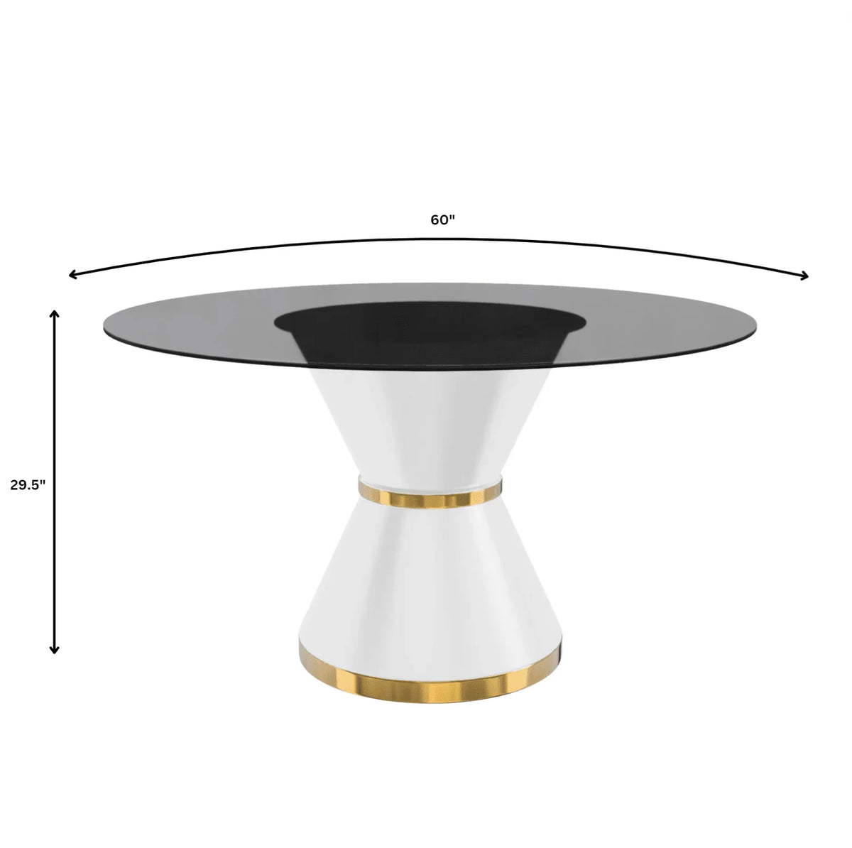 Modern Round Dining Table with a Glass/Stone Tabletop in Stainless Steel Seats 6-10 Qorvus Collection - Elax Furniture
