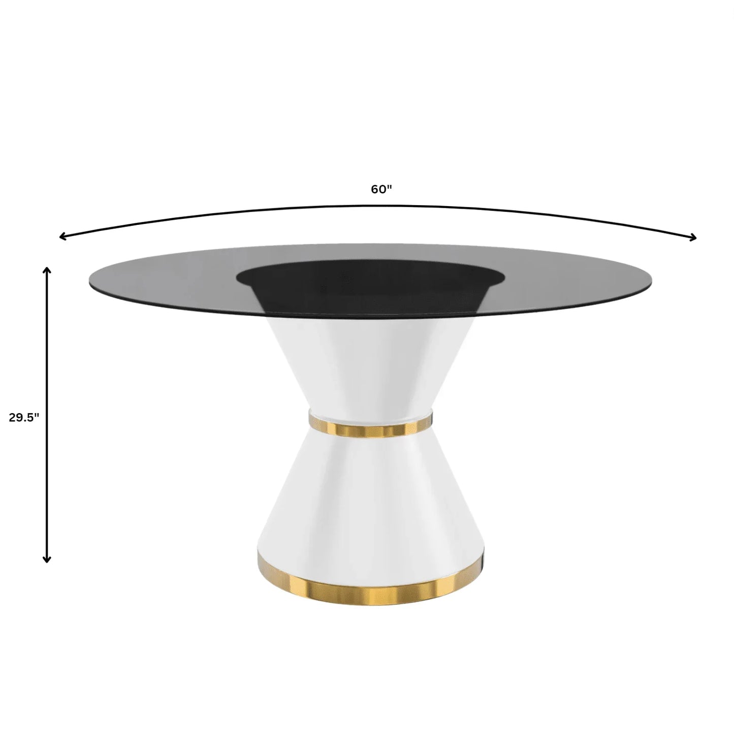Modern Round Dining Table with a Glass/Stone Tabletop in Stainless Steel Seats 6-10 Qorvus Collection - Elax Furniture