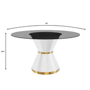Modern Round Dining Table with a Glass/Stone Tabletop in Stainless Steel Seats 6-10 Qorvus Collection - Elax Furniture