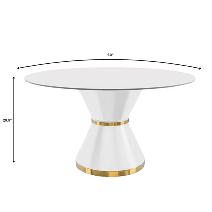 Modern Round Dining Table with a Glass/Stone Tabletop in Stainless Steel Seats 6-10 Qorvus Collection - Elax Furniture