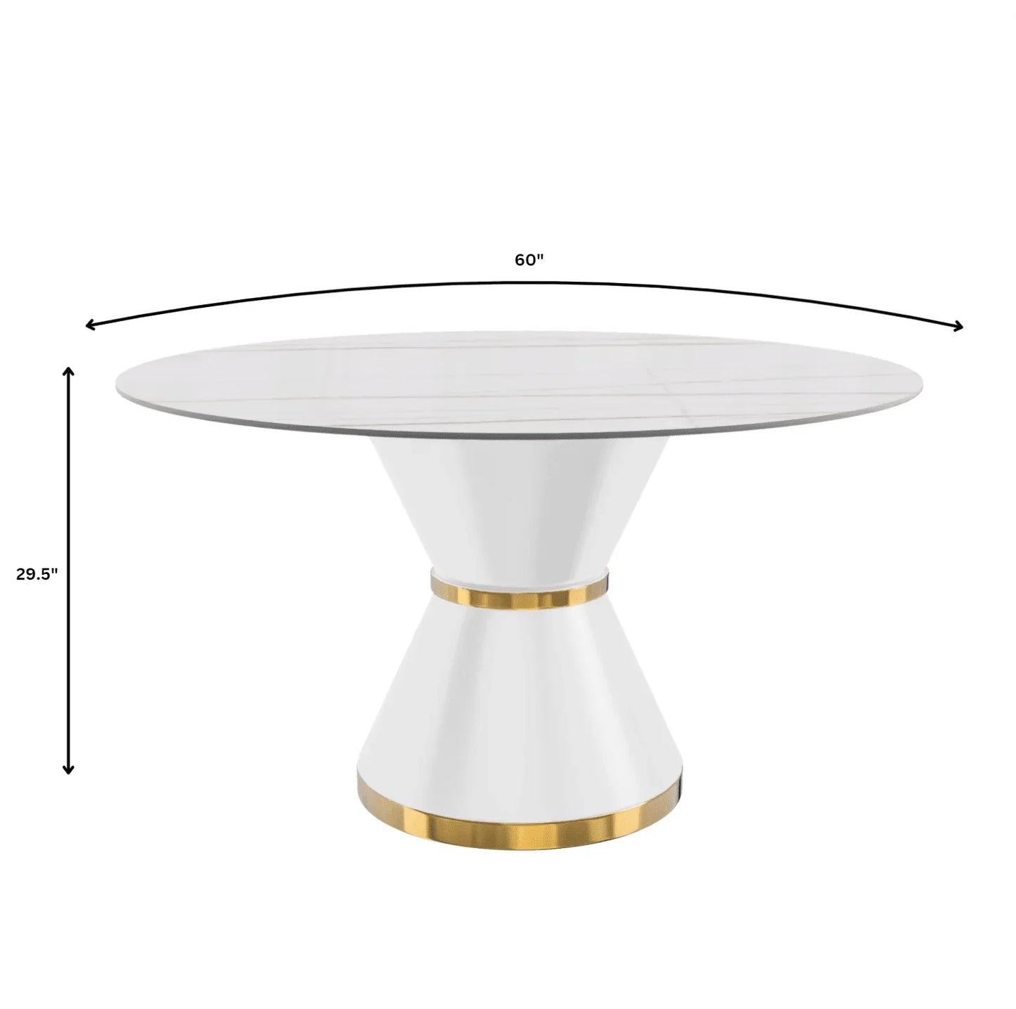 Modern Round Dining Table with a Glass/Stone Tabletop in Stainless Steel Seats 6-10 Qorvus Collection - Elax Furniture
