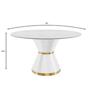 Modern Round Dining Table with a Glass/Stone Tabletop in Stainless Steel Seats 6-10 Qorvus Collection - Elax Furniture