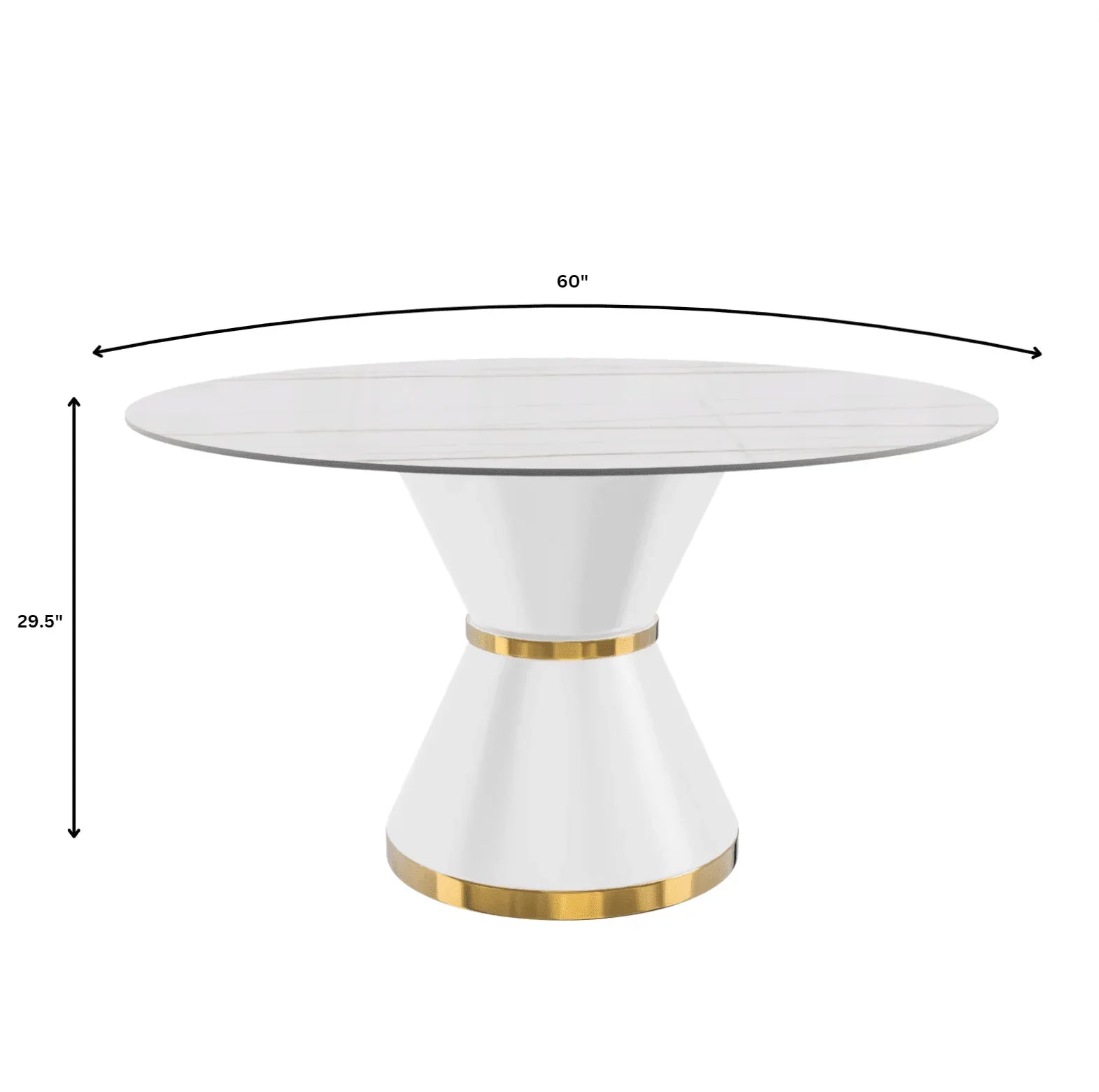 Modern Round Dining Table with a Glass/Stone Tabletop in Stainless Steel Seats 6-10 Qorvus Collection - Elax Furniture