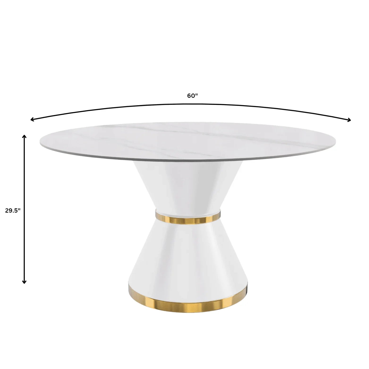 Modern Round Dining Table with a Glass/Stone Tabletop in Stainless Steel Seats 6-10 Qorvus Collection - Elax Furniture