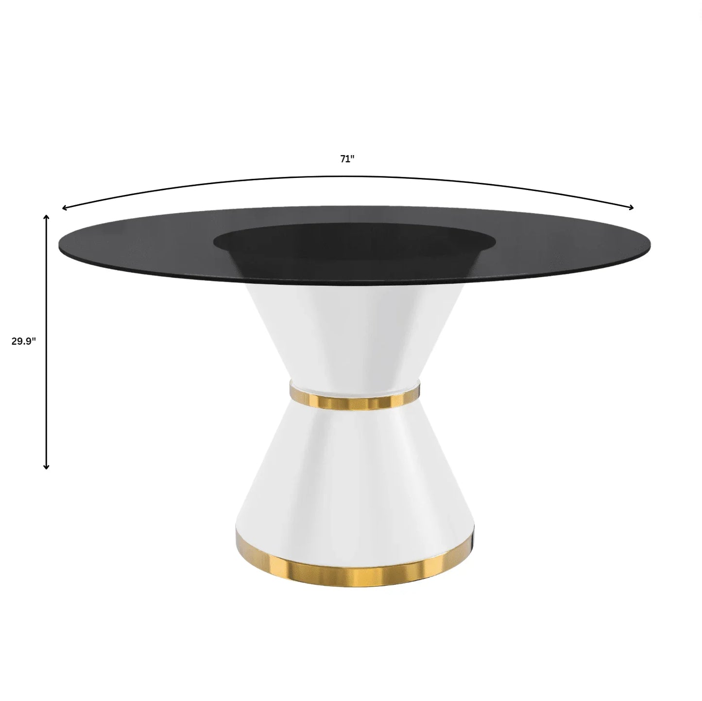 Modern Round Dining Table with a Glass/Stone Tabletop in Stainless Steel Seats 6-10 Qorvus Collection - Elax Furniture