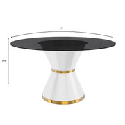 Modern Round Dining Table with a Glass/Stone Tabletop in Stainless Steel Seats 6-10 Qorvus Collection - Elax Furniture