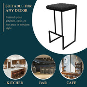 Quincy Quilted Stitched Leather Bar Stools With Metal Frame - Elax Furniture