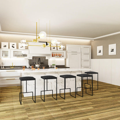 Quincy Quilted Stitched Leather Bar Stools With Metal Frame - Elax Furniture