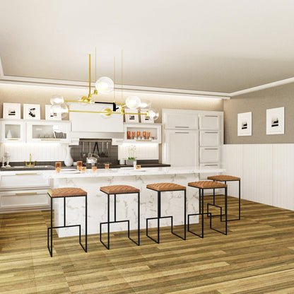 Quincy Leather Bar Stools With Metal Frame - Elax Furniture