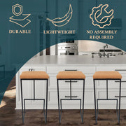 Quincy Quilted Stitched Leather Bar Stools With Metal Frame - Elax Furniture