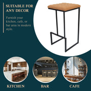 Quincy Quilted Stitched Leather Bar Stools With Metal Frame - Elax Furniture