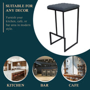 Quincy Quilted Stitched Leather Bar Stools With Metal Frame - Elax Furniture