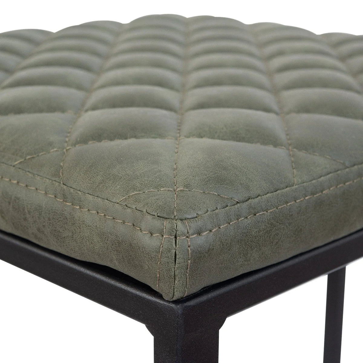 Quincy Quilted Stitched Leather Bar Stools With Metal Frame - Elax Furniture