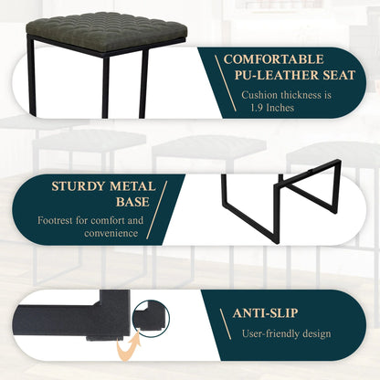 Quincy Quilted Stitched Leather Bar Stools With Metal Frame - Elax Furniture